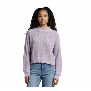 Aeropostale Cropped Cable Knit Sweater Purple Oversized Relaxed Chunky